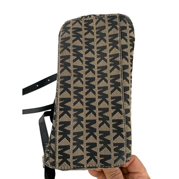 Michael Kors Evie Monogram Canvas & Leather Small Backpack Black/Brown Used - Picture 14 of 16